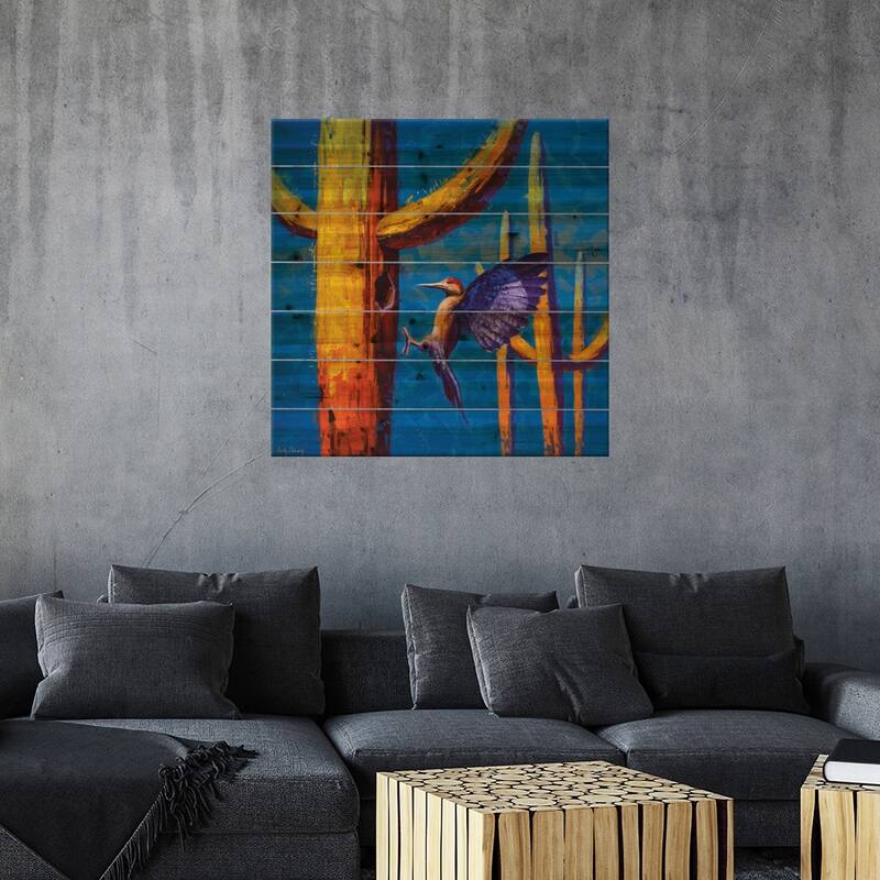 Saguaro Excavator Print On Wood by Cody DeLong - Multi-Color