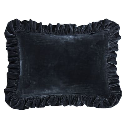 HiEnd Accents Stella Faux Silk Velvet Romantic Western Ruffled Dutch Euro Pillow, 27x39 inch