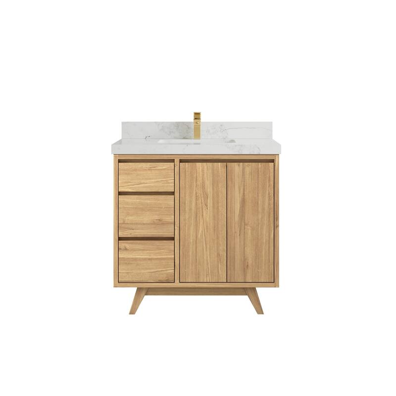 Willow Collections 36 in. W x 22 in. D Madison Teak Center Sink Bathroom Vanity with Countertop