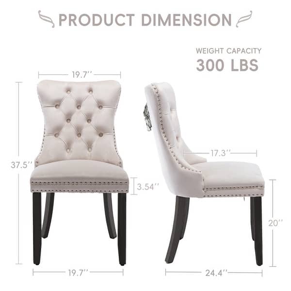 dimension image slide 1 of 10, Solid Wood Velvet Upholstered Dining Chair Set of 6
