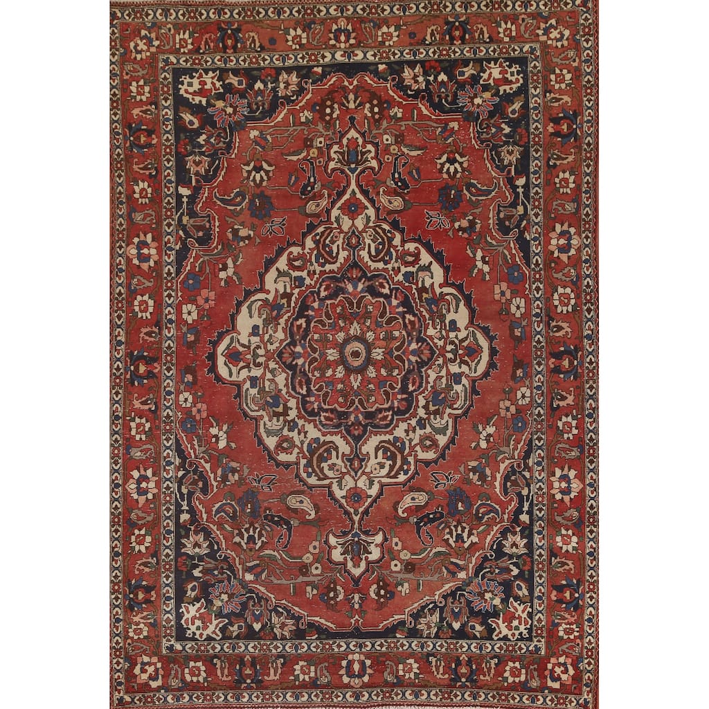Bakhtiari Persian Antique Area Rug Hand-Knotted Wool Carpet - 7'0"x 10'0"