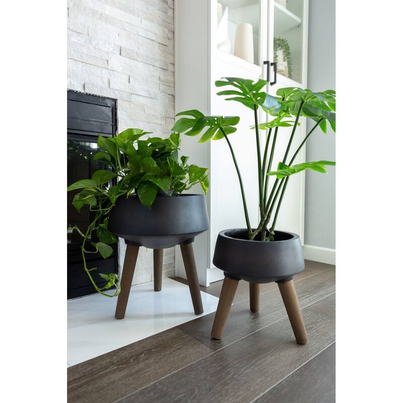 Mid-Century 15" & 11.5" Fiberglass Pot on Legs,SET OF 2