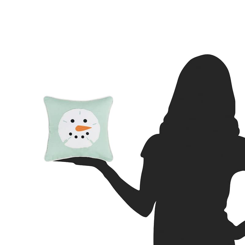 Sand Dollar Shaped Snowman Christmas Accent Pillow, 10" x 10"