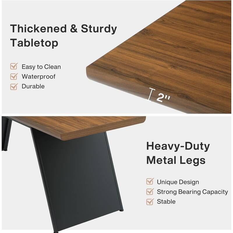 79 Inches Long Dining Table for 6 with Walnut Wooden Top