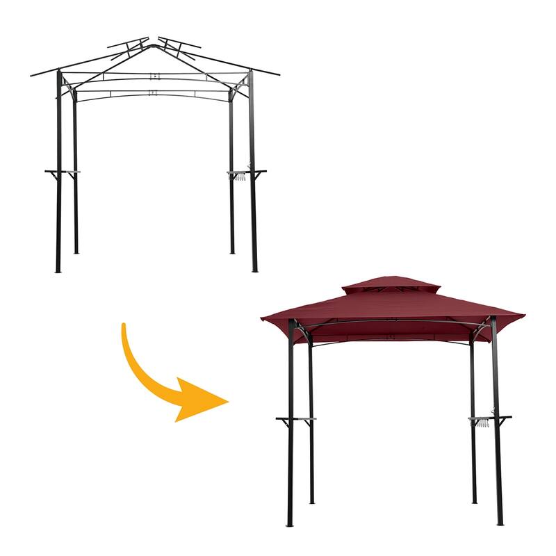 Outdoor Grill Gazebo 8 x 5 Ft Double Tier Soft Top Canopy and Steel Frame