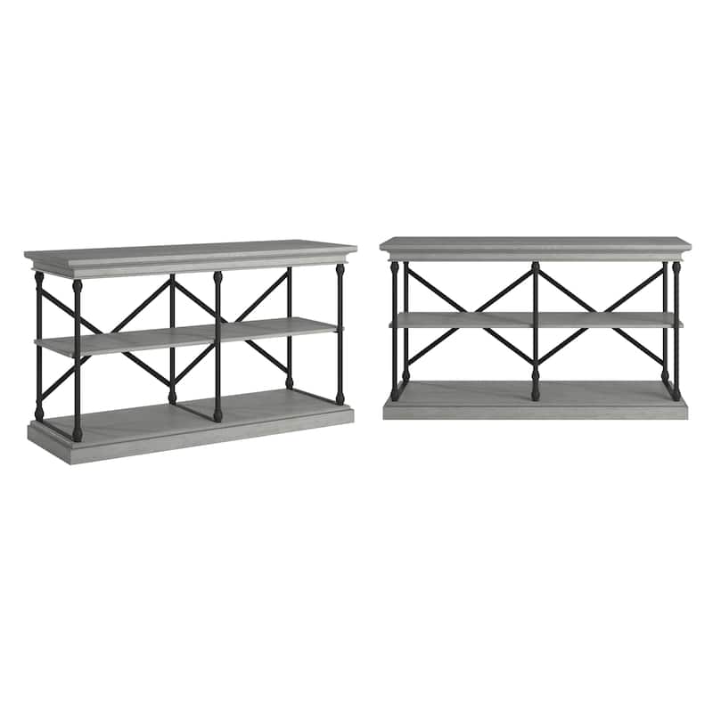 Dubrovnik Cornice Iron and Wood Entryway Console Table - Grey