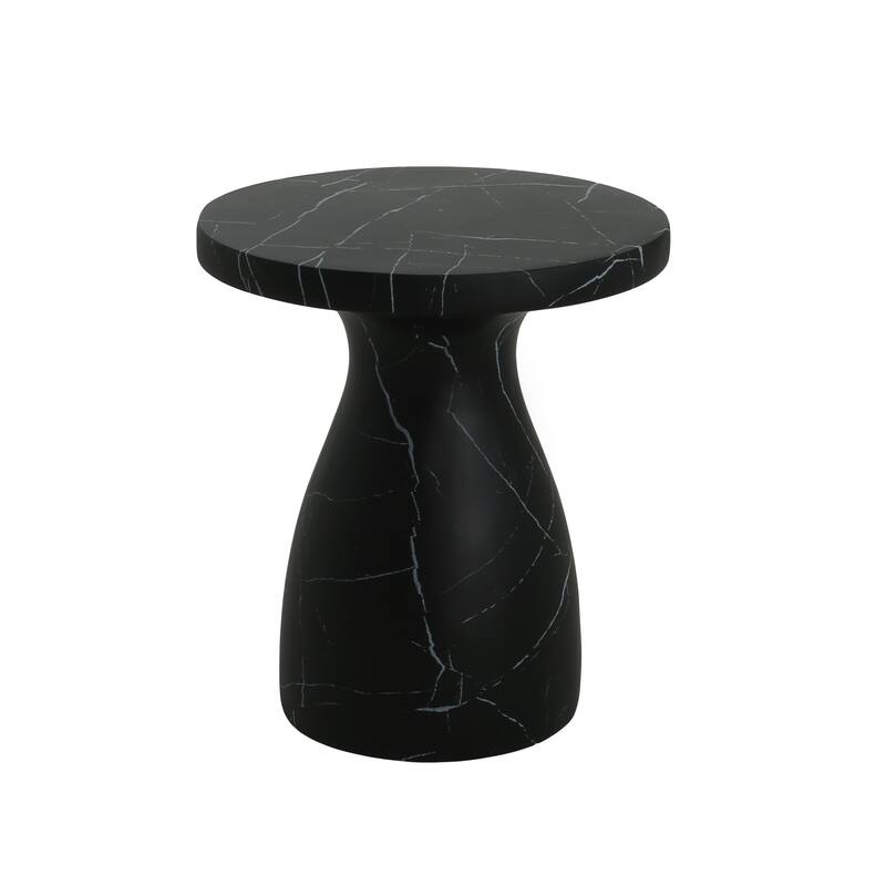 Roomfitters Outdoor MGO Side Table, Lightweight End Table with Black Marble Effect