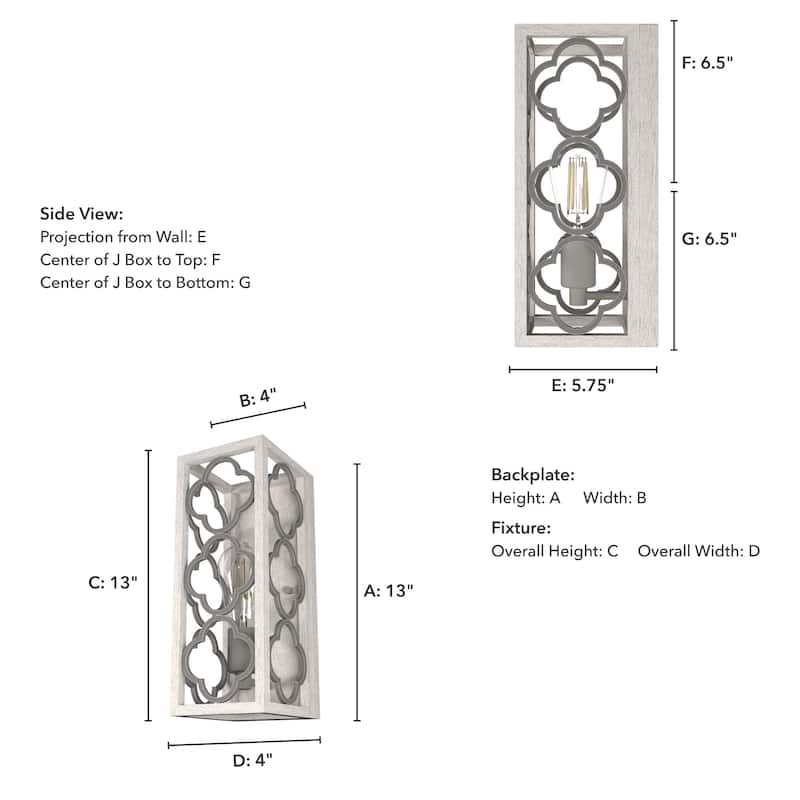 Hunter Gablecrest 1-Light Wall Sconce - Bathroom, Hallway, Bedroom - Modern Farmhouse, Distressed - Damp Rated!