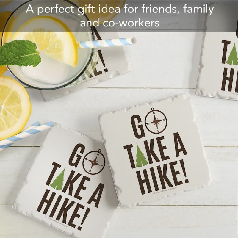 4-Pack Absorbent Stone Coasters with Protective Cork Backing 4" Square Made in The USA Easily Wipes Clean - multi