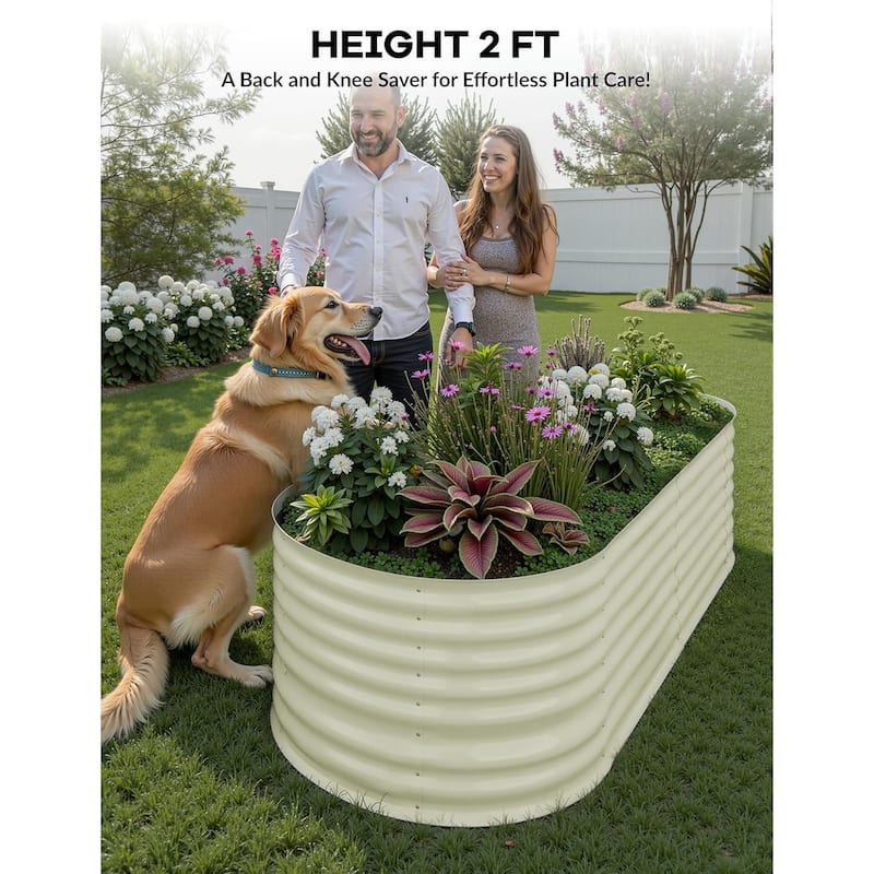2-Pack Galvanized Steel Raised Garden Beds,Outdoor Deep Planter Box Kit with Tool