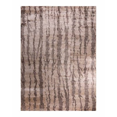 Ganga One-of-a-Kind Hand-Knotted Area Rug, Brown - 8' 10" x 11' 10"