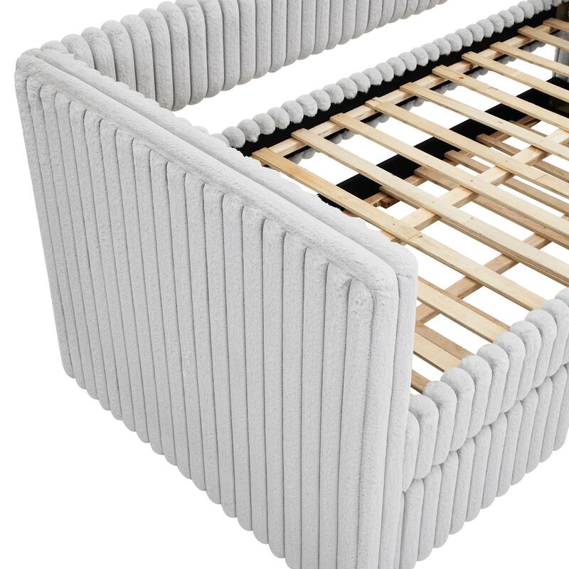 Beautiful 1Pc Modern Daybed Tufted Plush Channel Tufting - Light Gray