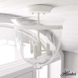 Hunter Belltown 3-Light Flush Mount Ceiling Light - Entry, Bedroom, Bath, Hallway - Transitional, Modern Farmhouse