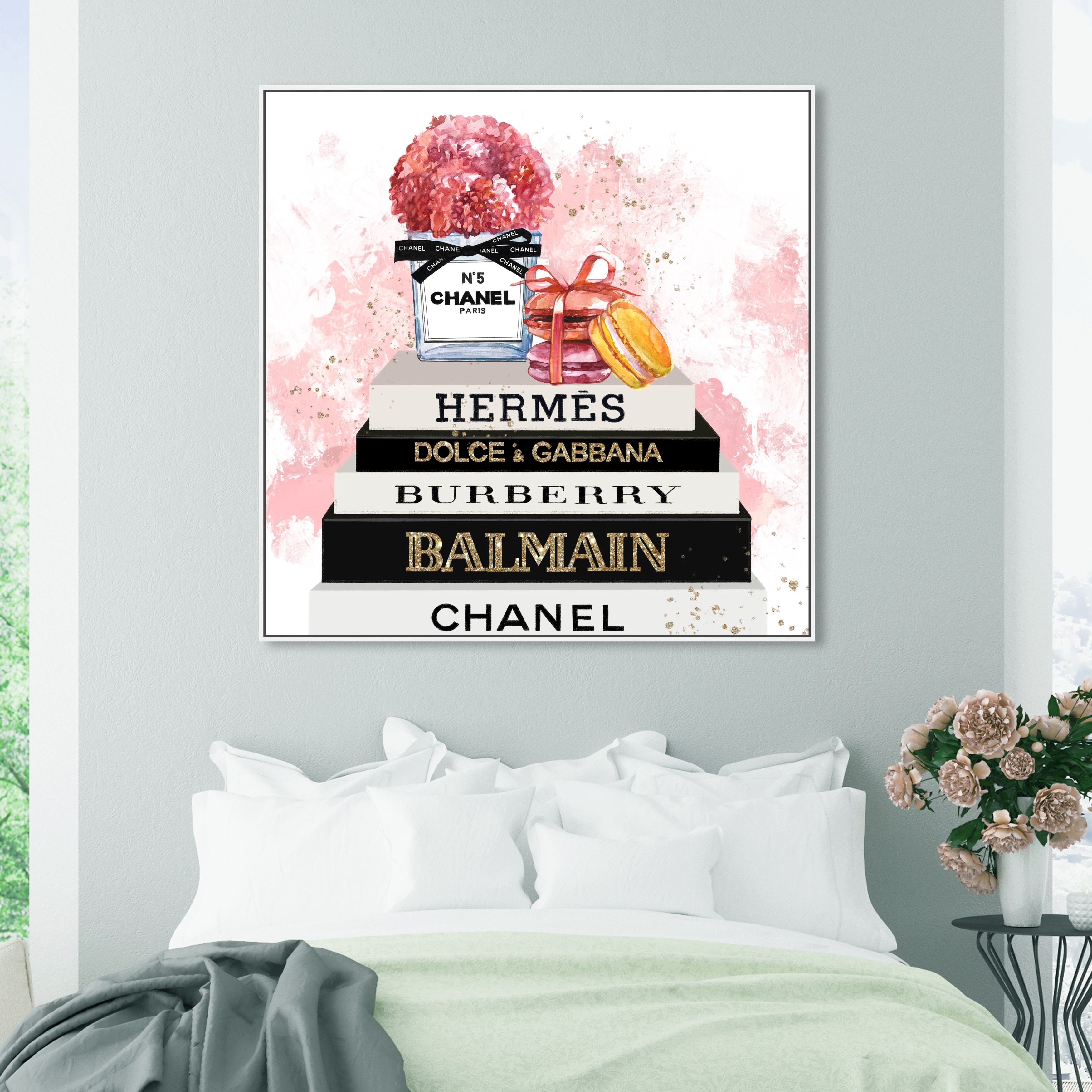 Oliver Gal 'Dessert and Books' Fashion and Glam Wall Art Framed Canvas  Print Books - Pink, Black - Bed Bath & Beyond - 32482100