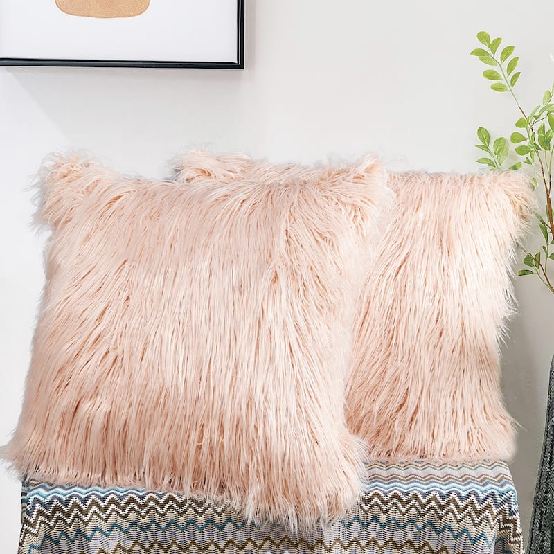 Karenne FauxFur Throw Pillow Covers (Set of 2), NO INSERT