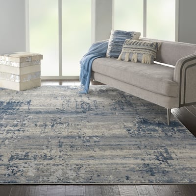 Copper Grove Nurnberg Modern Abstract Blue/Ivory Ombre Area Rug