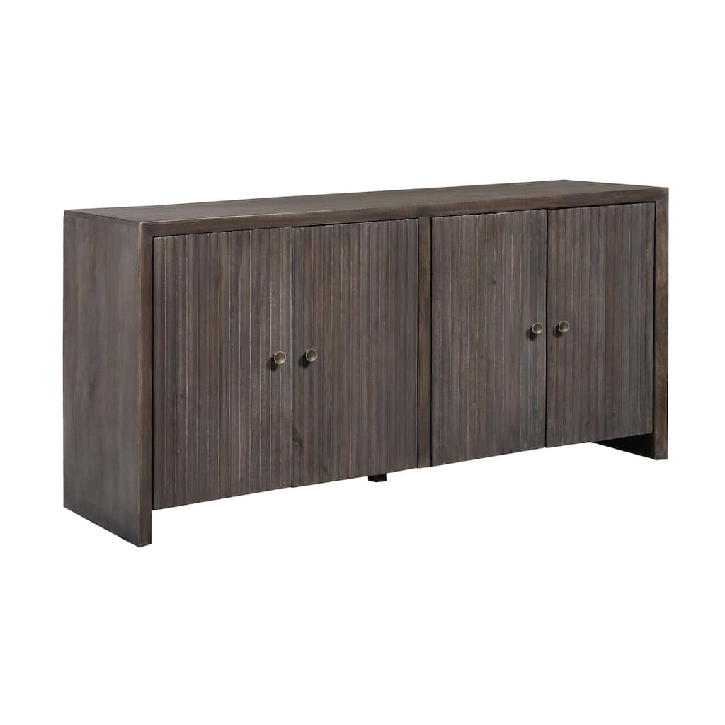 68" Brown 4 Door Solid Wood Media Credenza_Sideboard