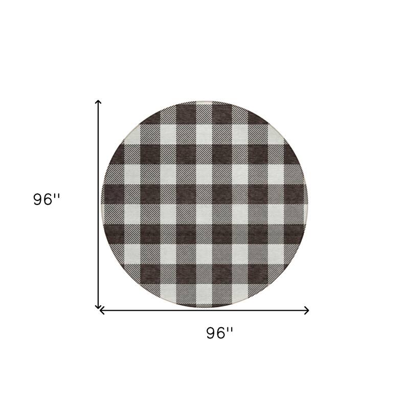 HomeRoots Plaid Transitional Rectangle Outdoor Rug