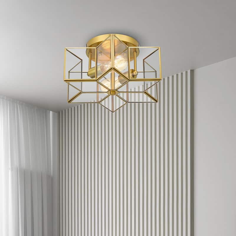 CO-Z 2-Light Star Semi Flush Mount Ceiling Light Fixture - Gold