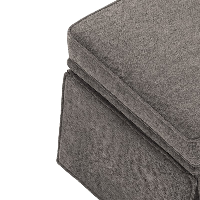 2 Set Rectangle Chenille Upholstered Storage Ottoman