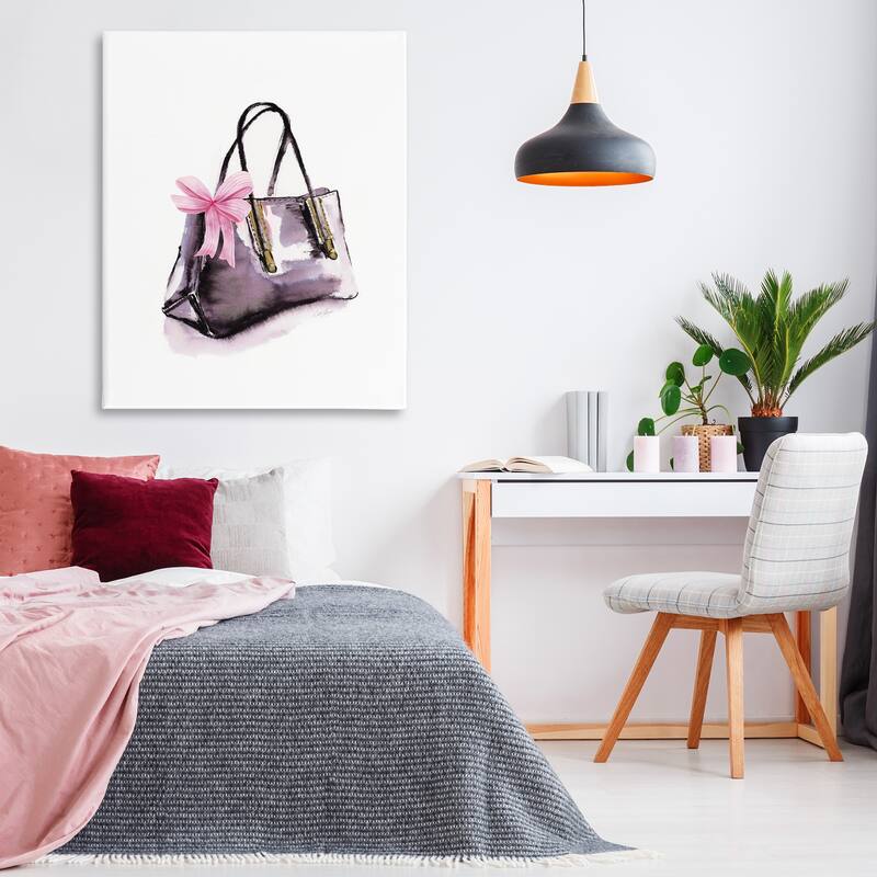 Stupell Luxe Purse with Ribbon Canvas Wall Art Design By Stella Chang