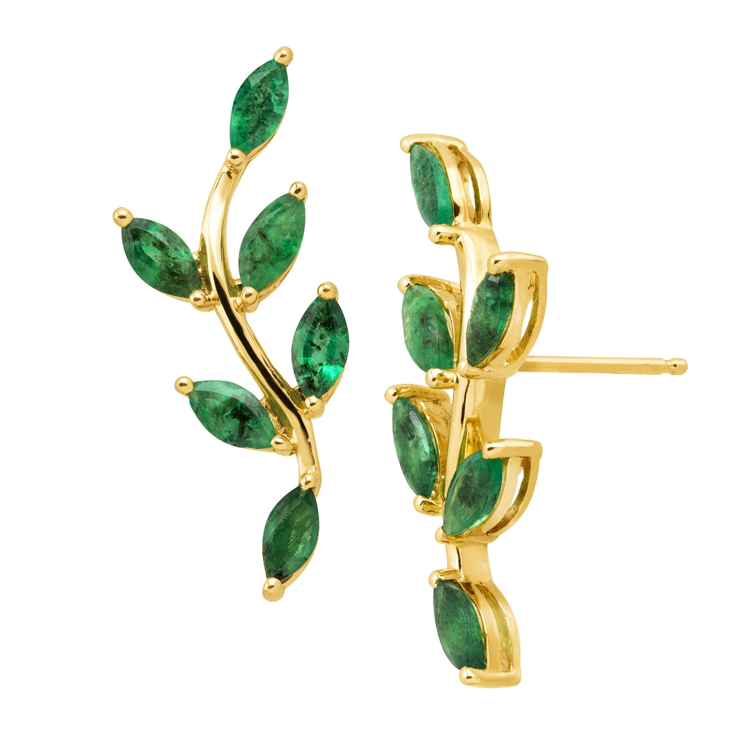 2 Ct Natural Emerald Leaf Climber Earrings In 10k Gold Green On Sale Overstock 21280259