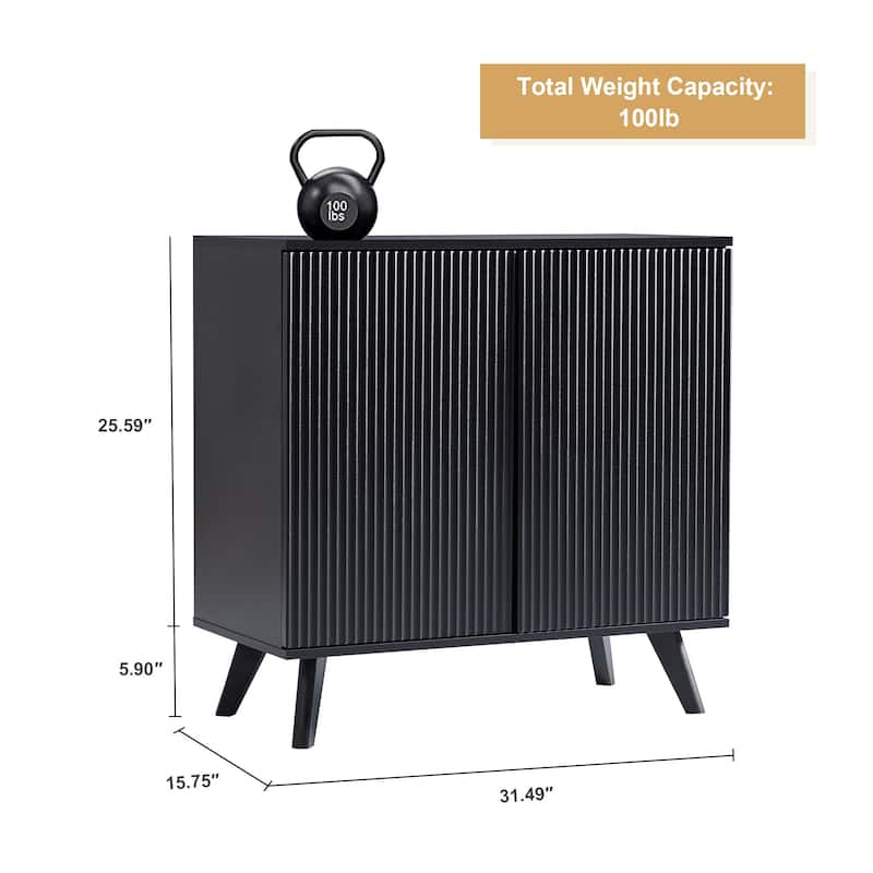 Wooden 2-Door Waveform Sideboard Storage Cabinet