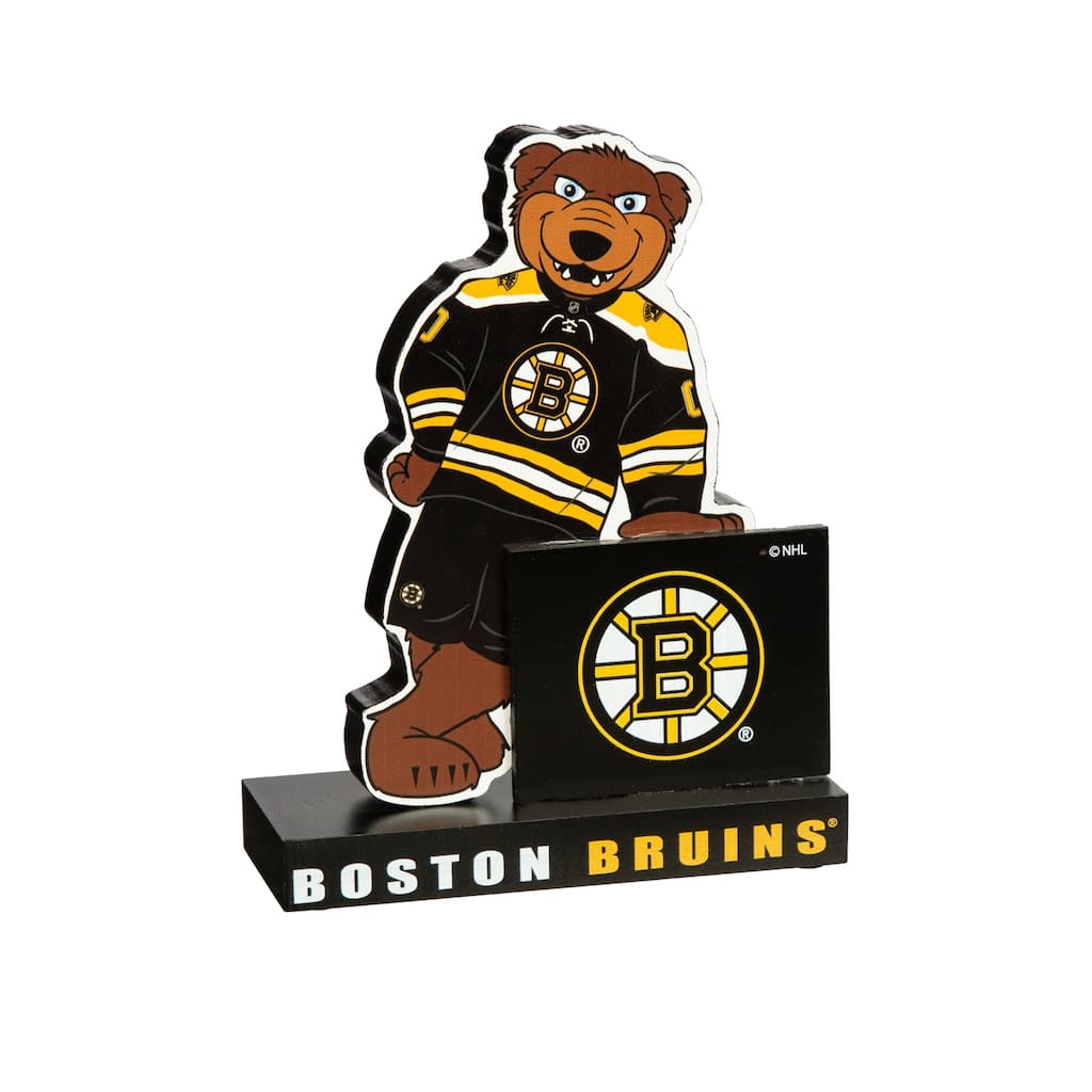 8 in. Wooden Mascot Statue with Team Logo, Boston Bruins