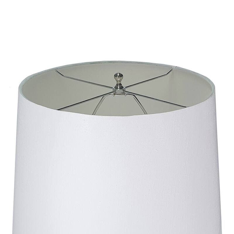 16x16x27 Inch Multicolor Glass Table Lamp with Linen Drum Shade for Living Room Bedroom
