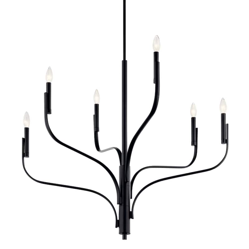 Kichler 52673 Livadia 6 Light 37" Wide Taper Candle Style Chandelier - Black