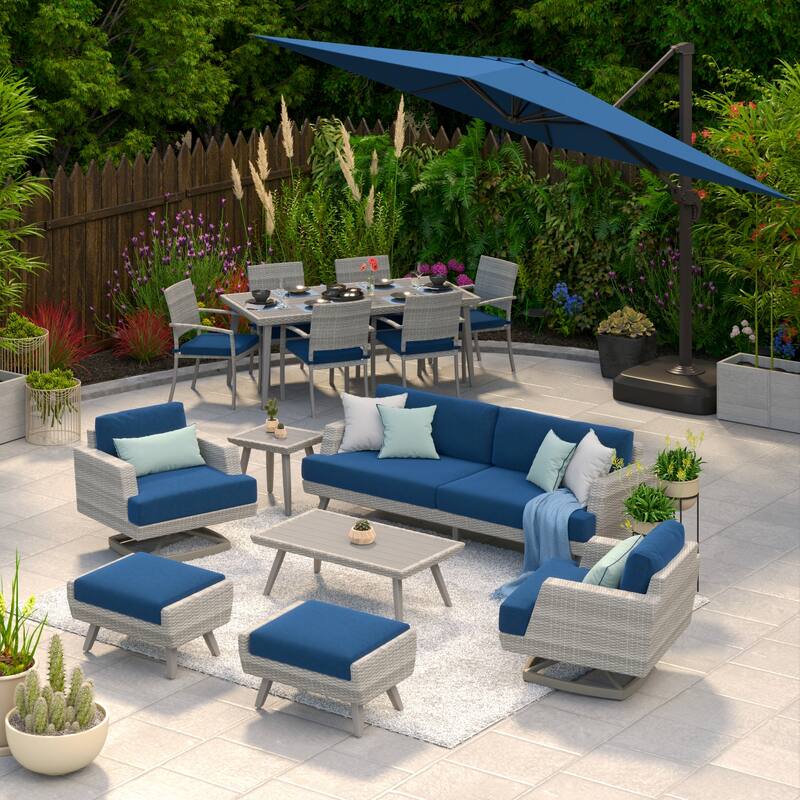 Portofino Casual 15 Piece Sunbrella Outdoor Patio Motion Estate Set