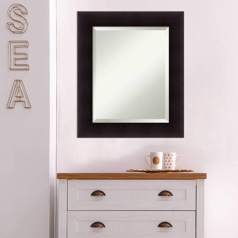 Beveled Wood Wall Mirror - Portico Espresso Frame