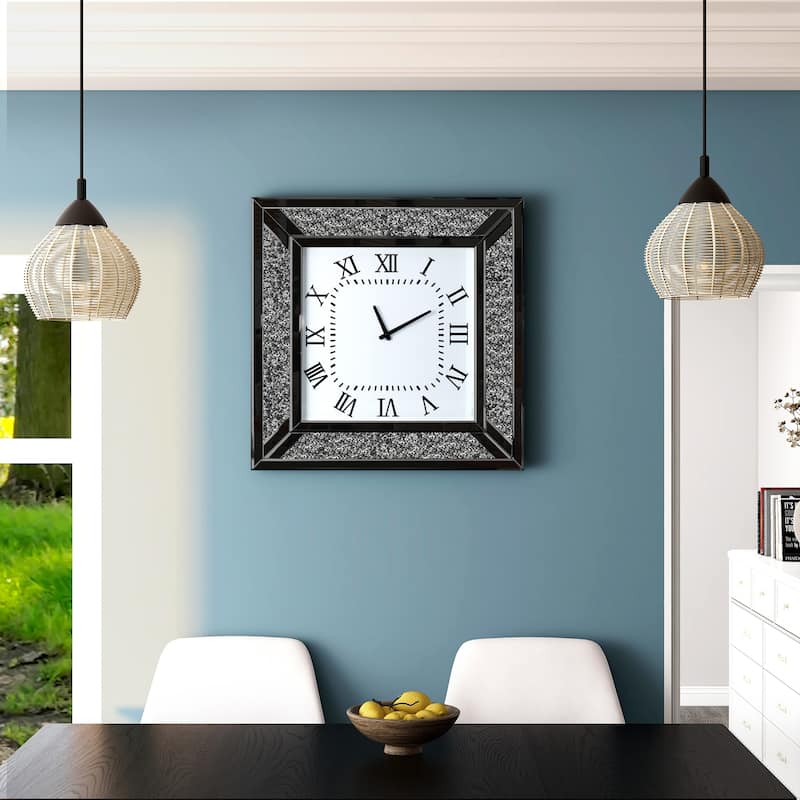 Glass Wall Clock with Diamond Crystal
