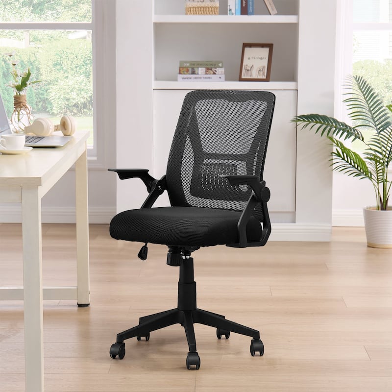 Javlergo Office Chair Mid Back Swivel Lumbar Support Desk Chair, Computer Ergonomic Mesh Chair with Armrest - Black