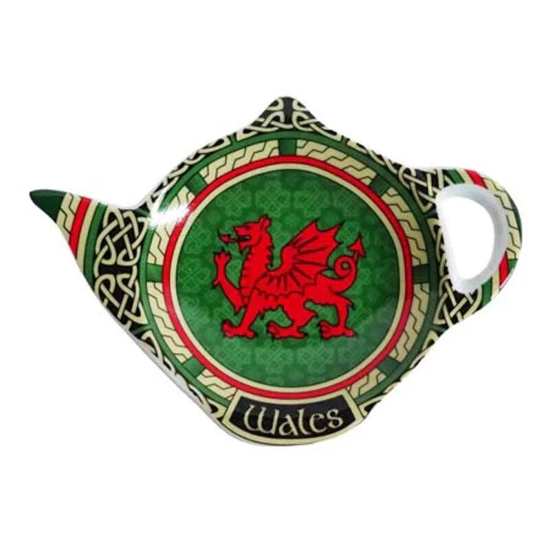 Celtic Window Welsh Dragon Teabag Holder - diameter of 4 inches
