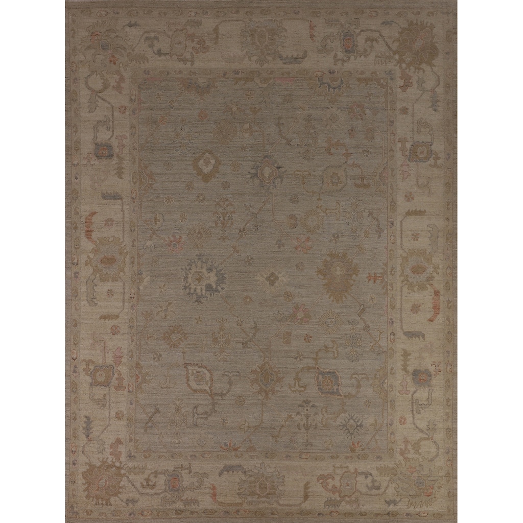 Vegetable Dye Oushak Turkish Area Rug Handmade Bedroom Wool Carpet - 8'0"x 9'10"