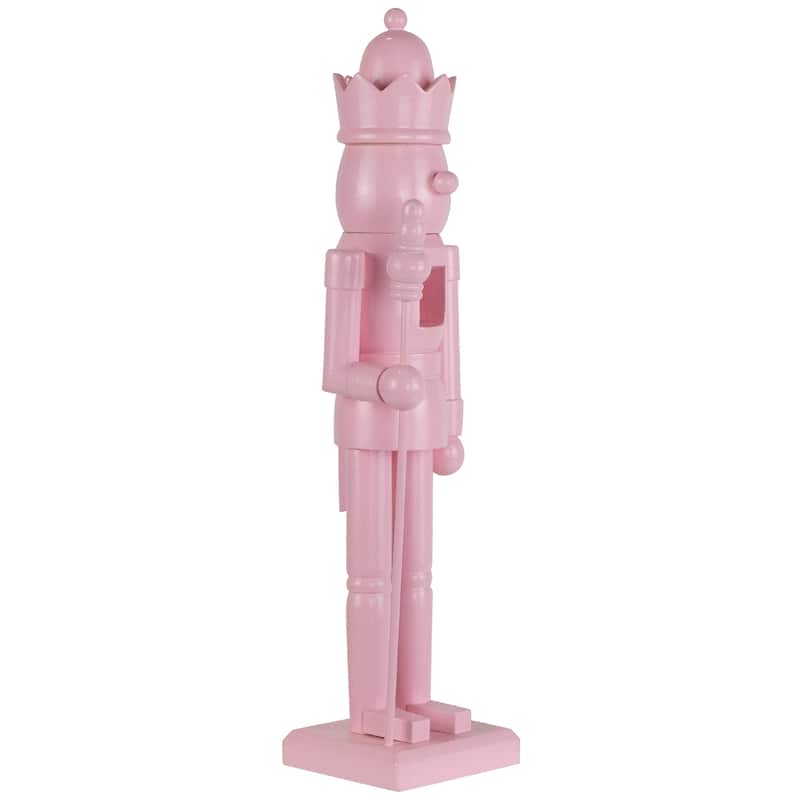 Nutcracker King with Scepter and Crown Standing Christmas Figure - 15" - Pink