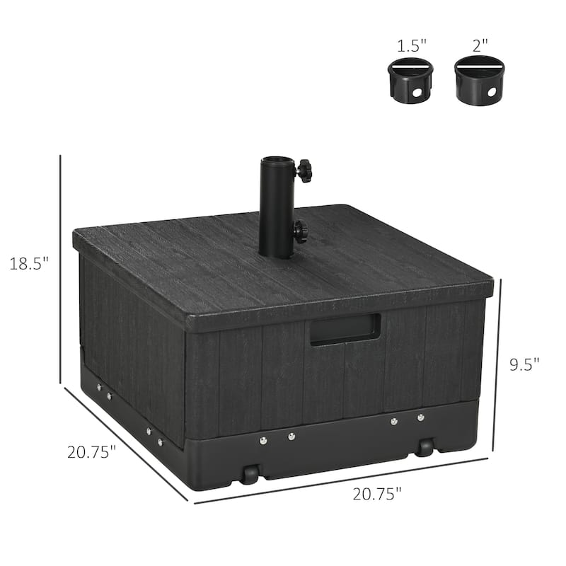 3-in-1 Outdoor Umbrella Base with Wheels, Coffee Table, and Flower Planter, 175lbs Capacity