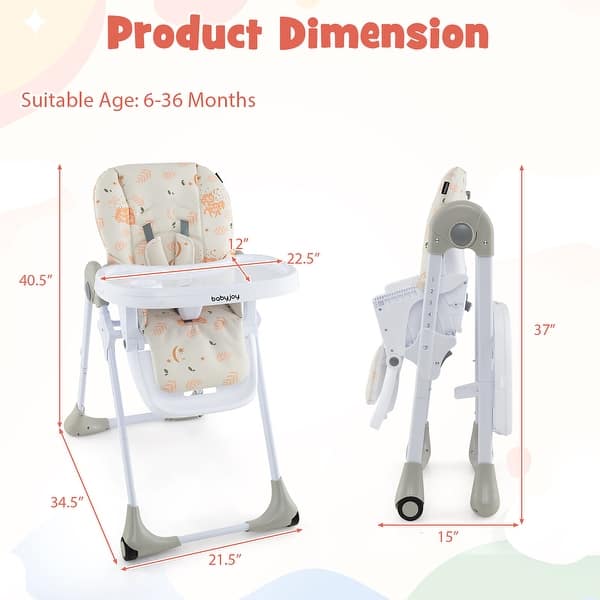 Baby High Chair w/ 7 Height & 3 Footrest Adjustable Cup holder 2