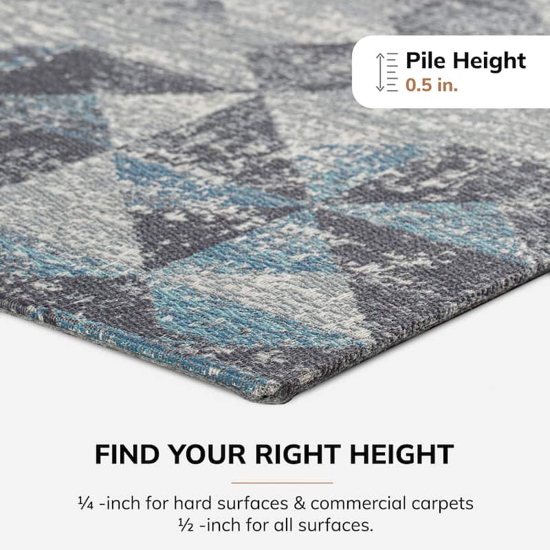 Jani 40"x54" Rug'd Chair Mat-Rug Style Office Chairmat for Carpet & Hard Floors| 0.25" Thick |Non-Slip, Foldable Desk Chair Mat