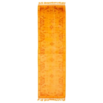 ECARPETGALLERY Hand-knotted Color Transition Orange Wool Rug - 2'7 x 8'11