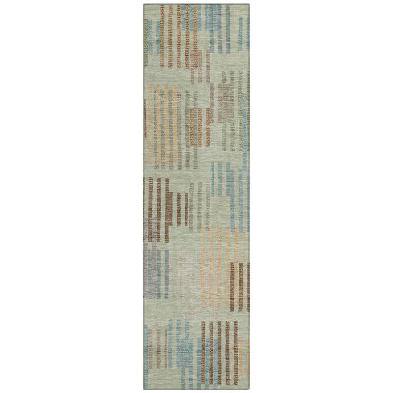 Machine Washable Indoor/ Outdoor Modern Pines Chantille Rug