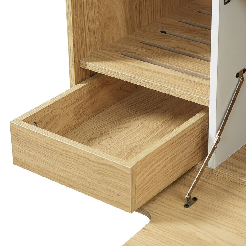 2-Piece of Modern 2 IN 1 Cat Furniture Set, Cat Litter Box Enclosure Side Table, Cat House with Storage