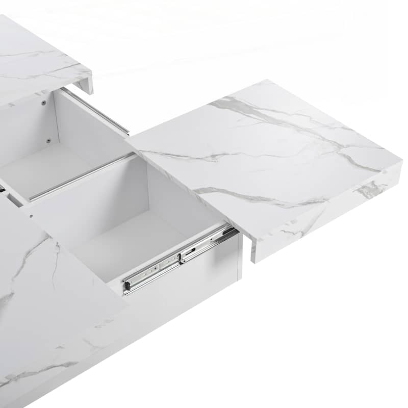 Square Marble Veneer Coffee Table Sliding Top