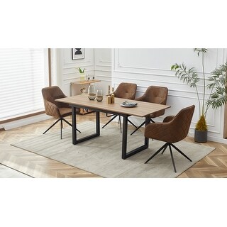 Rectangular Extendable Wood Grain Dining Table with Metal Leg - 70.85 ...