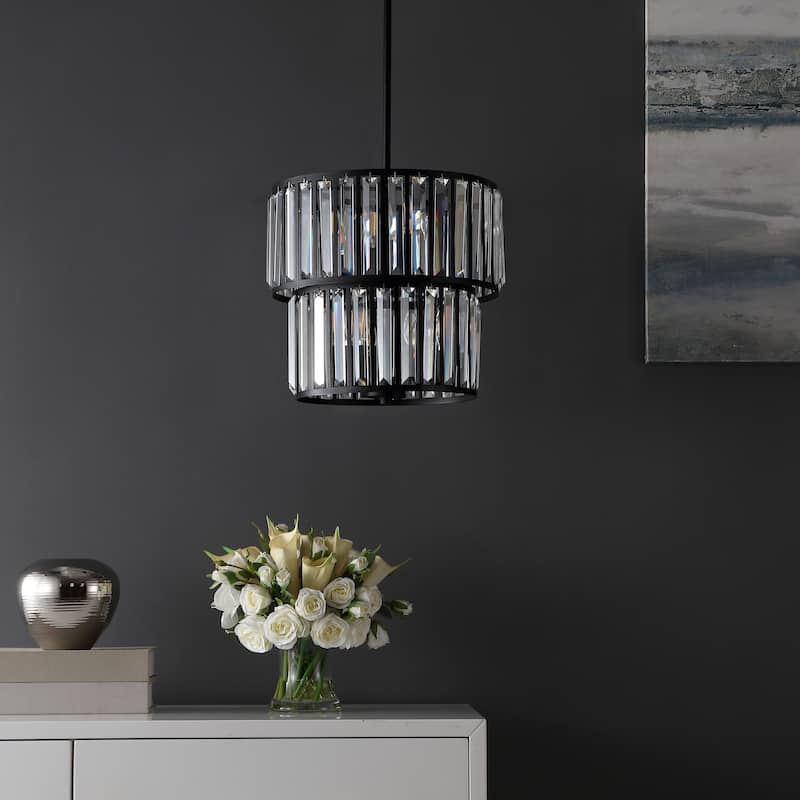 SAFAVIEH Lighting Sakineh Chandelier - 15" W x 15" D x 23-53" H - Black/White