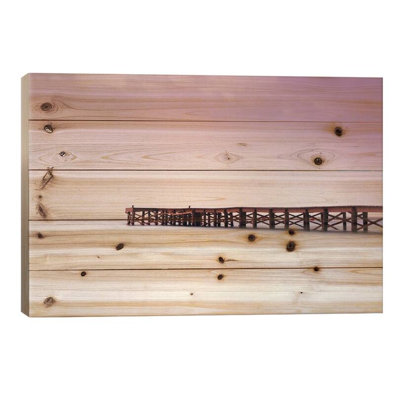 Pink Pier Print On Wood by Andreas Stridsberg - Multi-Color - 26x40x1.5