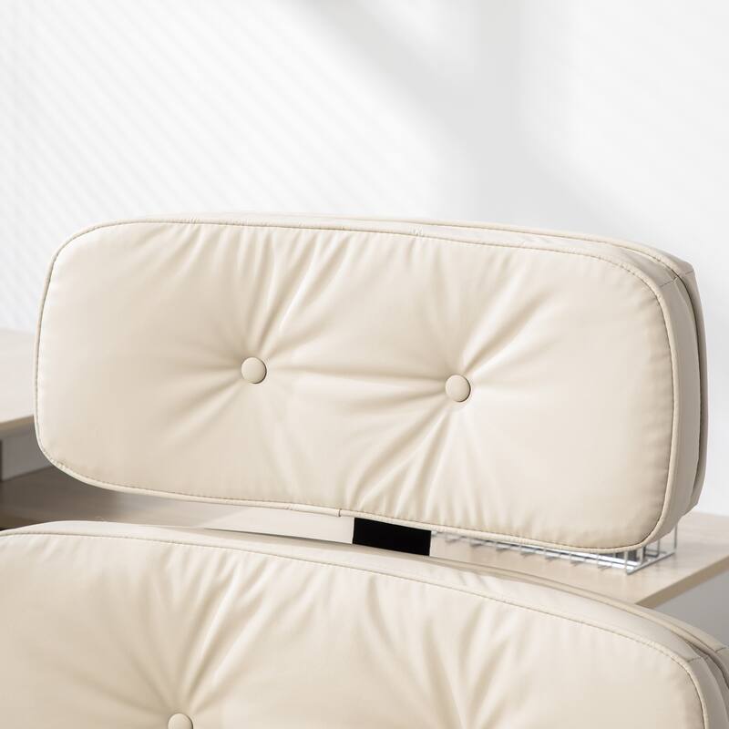 Criss Cross Chair with Adjustable Armrests Wheels Headrest, PU Lounge Vanity Desk Chair with Wide Seat, Swivel Office Chairs