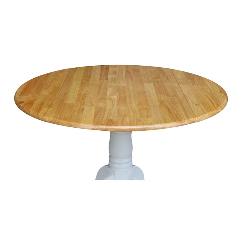 Round Pedestal Base Solid Wood 42-inch Drop-leaf Dining Table