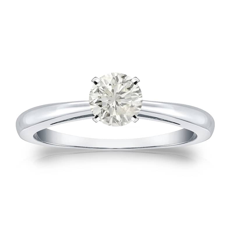 Auriya 14k Gold 1/3ctw Round Solitaire Diamond Engagement Ring - White - 4